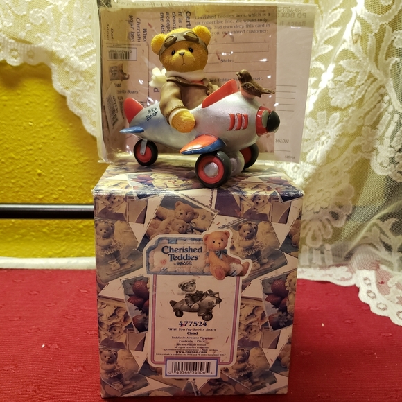 HOST PICK 😊 Vtg 99 Cherished Teddies Chad 477524 Plane Pilot - Picture 2 of 5